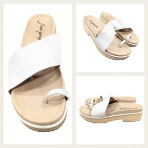 Free People Azure Footbed Platform Slides GUC $178 Size 41  US 10/10.5.   S2793